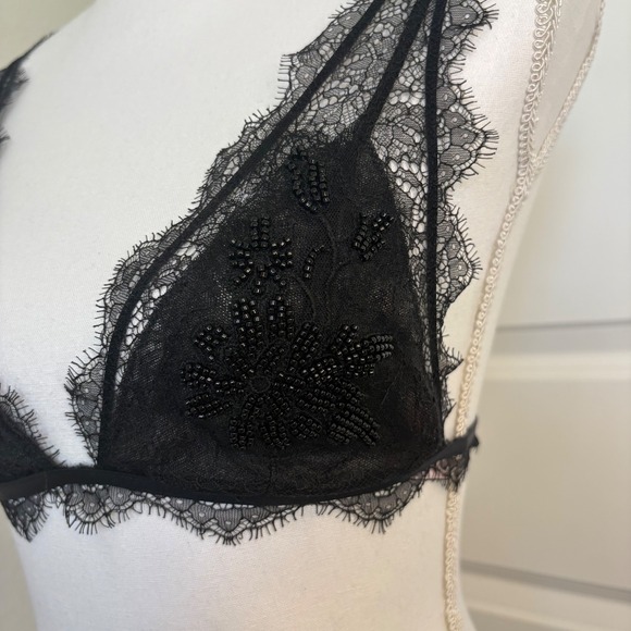 Victorias Secret Dream Angels Black Lace Beaded Bralette Small Eyelash Trim Bra - Picture 5 of 7